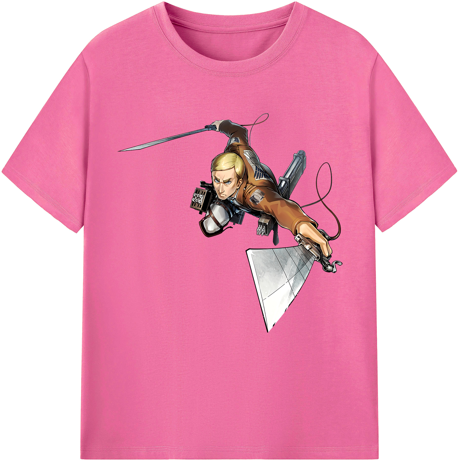 （画像用） 進撃の巨人 エルヴィン・スミス Attack on Titan Erwin Smith レディースカジュアルプリントTシャツ（綿100％）